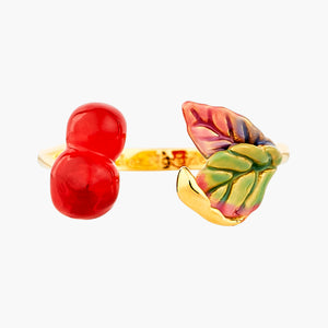 Cherries and Leaves Adjustable Ring