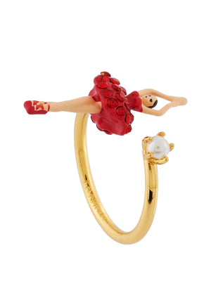 MINI LUXURY PAS DE DEUX MINI BALLERINA WITH RED CRYSTALS ADJUSTABLE RING