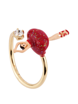 
            
                Load image into Gallery viewer, MINI PAS DE DEUX WITH RED MINI BALLERINA ADJUSTABLE RING
            
        