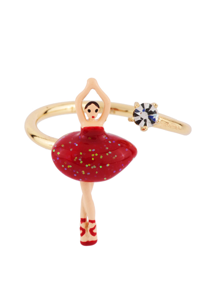 
            
                Load image into Gallery viewer, MINI PAS DE DEUX WITH RED MINI BALLERINA ADJUSTABLE RING
            
        