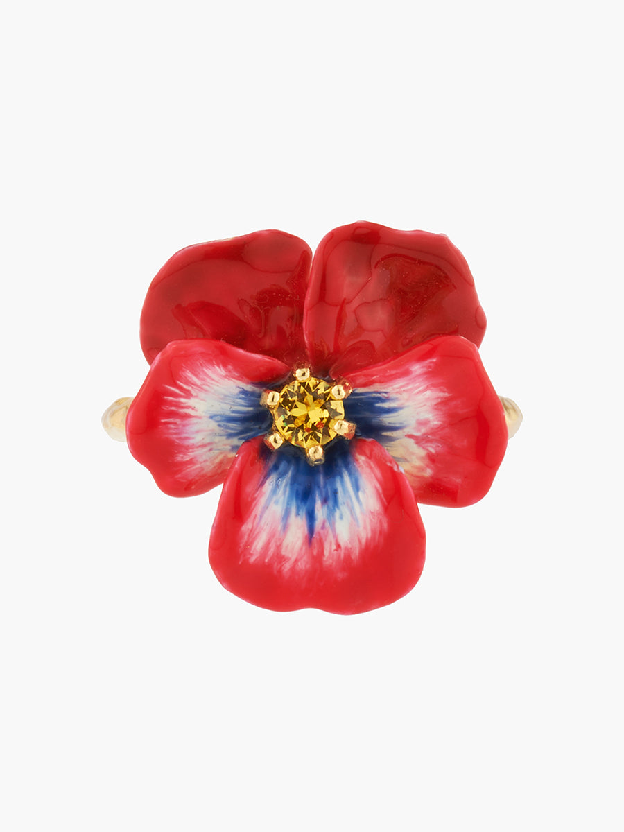 Thousand Pansies pansy faceted crystal cocktail ring