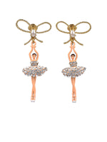 LUXURY PAS DE DEUX CRYSTAL RHINESTONE BALLERINA AND PEARL CLIP-ON EARRINGS