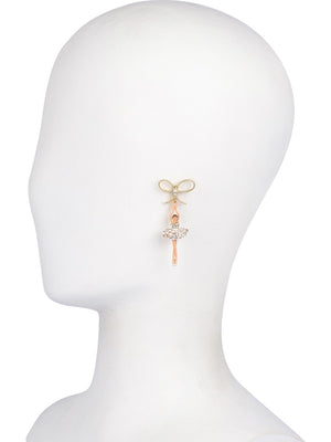 LUXURY PAS DE DEUX CRYSTAL RHINESTONE BALLERINA AND PEARL STUD EARRINGS