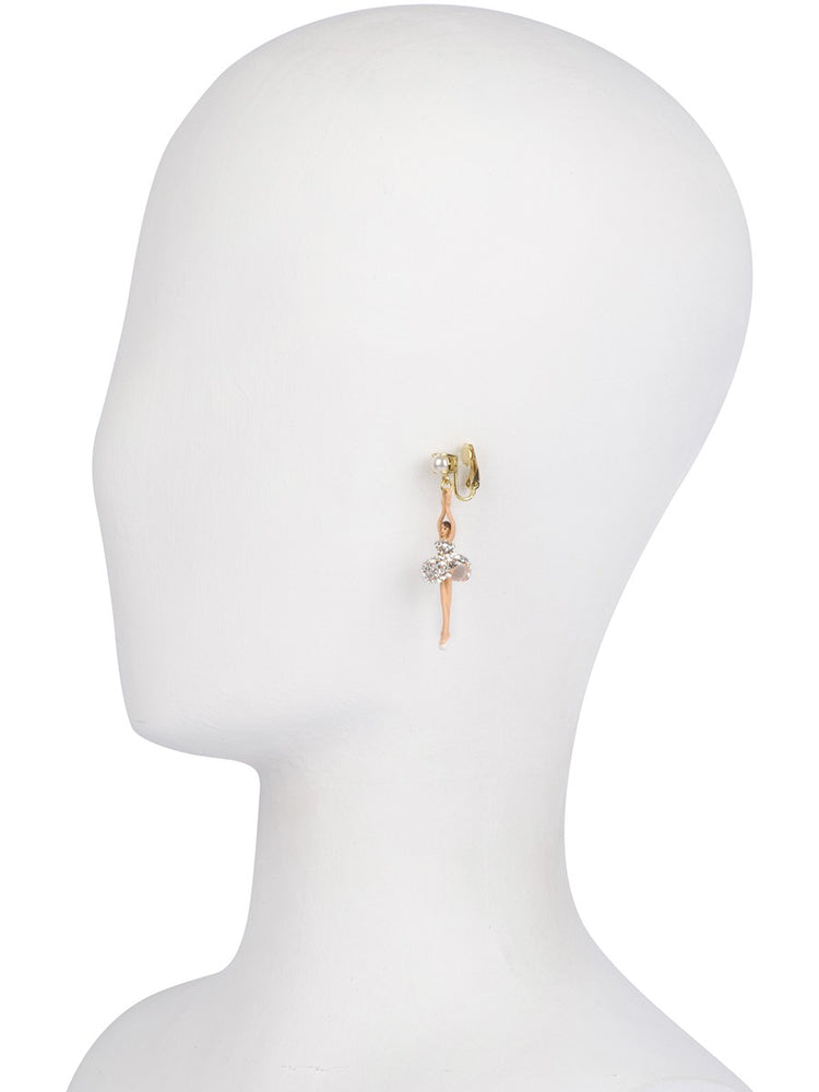 LUXURY PAS DE DEUX CRYSTAL RHINESTONE BALLERINA CLIP-ON EARRINGS