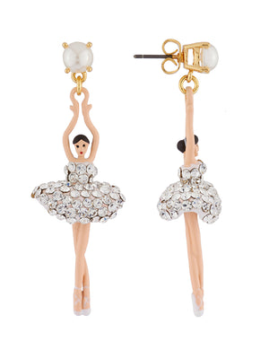 LUXURY PAS DE DEUX CRYSTAL RHINESTONE BALLERINA STUD EARRINGS