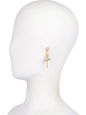 LUXURY PAS DE DEUX CRYSTAL RHINESTONE BALLERINA STUD EARRINGS
