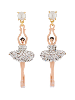LUXURY PAS DE DEUX CRYSTAL RHINESTONE BALLERINA STUD EARRINGS
