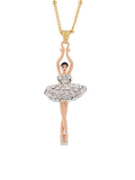 LUXURY PAS DE DEUX CRYSTAL RHINESTONE BALLERINA PENDANT NECKLACE