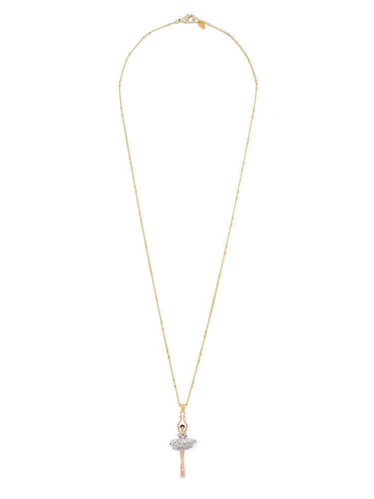 LUXURY PAS DE DEUX CRYSTAL RHINESTONE BALLERINA PENDANT NECKLACE