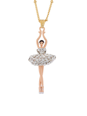 LUXURY PAS DE DEUX CRYSTAL RHINESTONE BALLERINA PENDANT NECKLACE