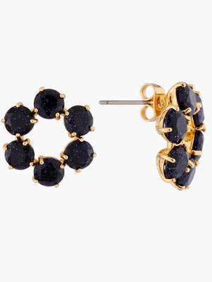La Diamantine Deep Sparkling Blue 6 Stones Stud Creoles