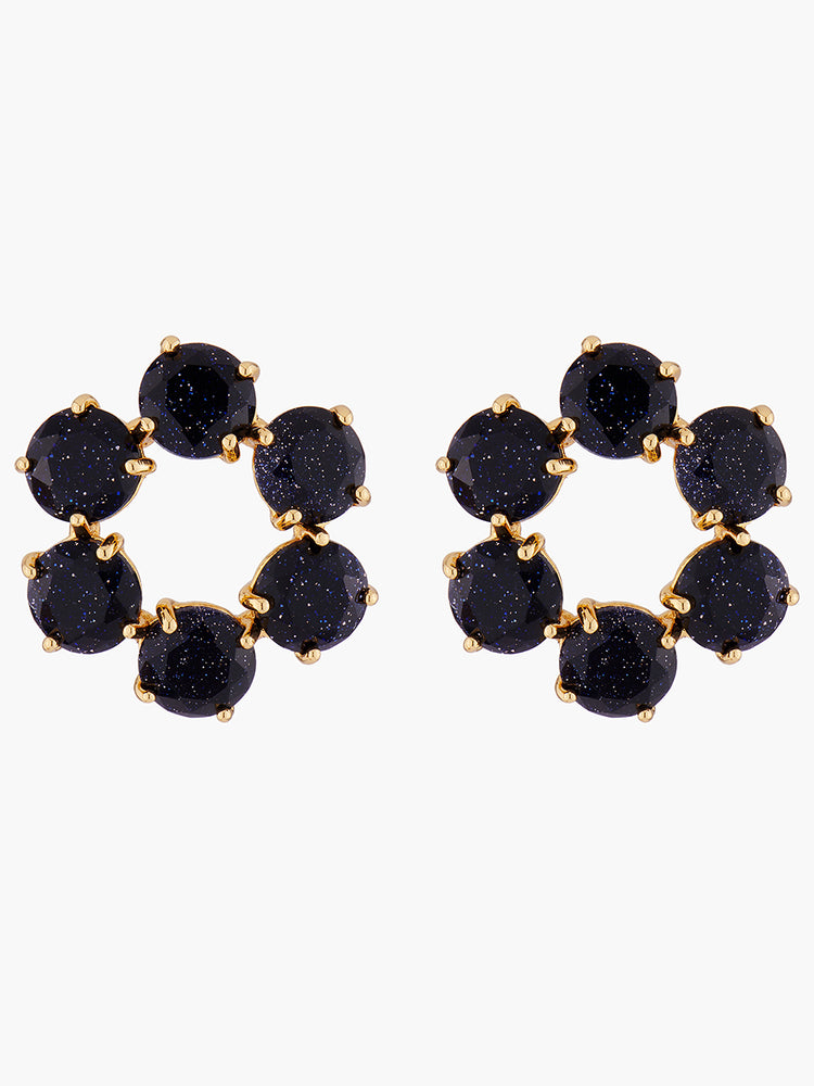 La Diamantine Deep Sparkling Blue 6 Stones Stud Creoles