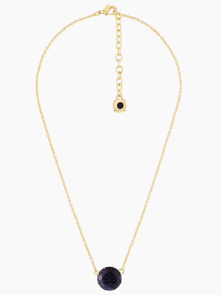 La Diamantine Deep Sparkling Blue Round Stone Pendant Necklace