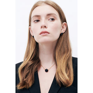 La Diamantine Deep Sparkling Blue Round Stone Pendant Necklace