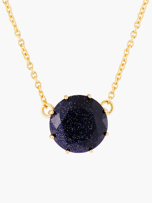 La Diamantine Deep Sparkling Blue Round Stone Pendant Necklace