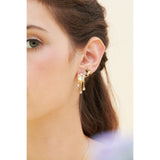 Cherry Blossom Branches and Mother-of-Pearl Cabochon Post Earrings