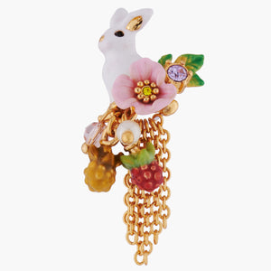 ENCHANTED ENCOUNTER Rabbit and Chain Asymmetrical Post Earrings