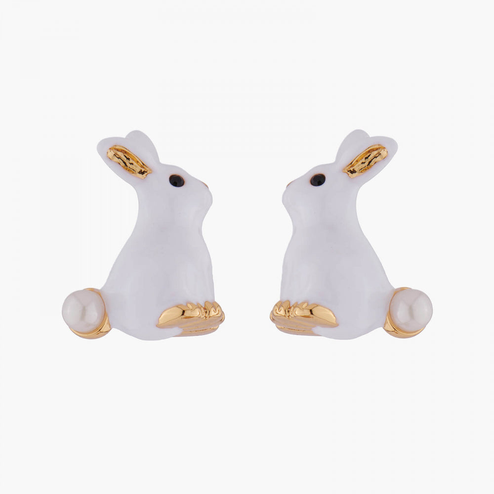 ENCHANTED ENCOUNTER Bunny and Mother-of-Pearl Dormeuses Earrings