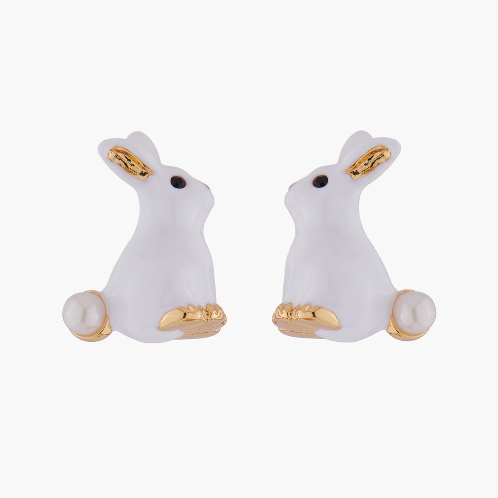 ENCHANTED ENCOUNTER Bunny and Mother of Pearl Stud Earrings Les Nereides