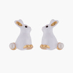 ENCHANTED ENCOUNTER Bunny and Mother-of-Pearl Stud Earrings