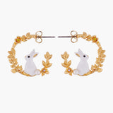 ENCHANTED ENCOUNTER Bunny on Golden Branch Stud Creoles