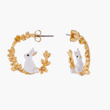 ENCHANTED ENCOUNTER Bunny on Golden Branch Stud Creoles