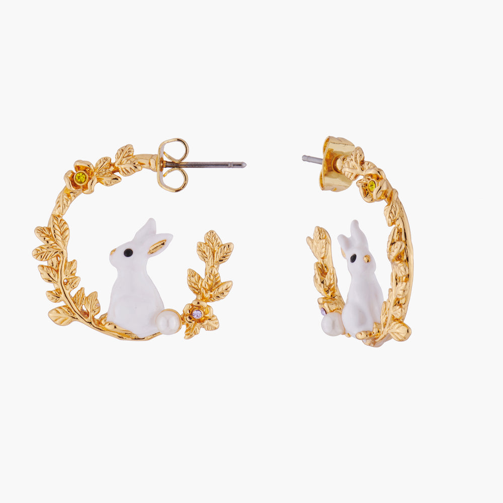 ENCHANTED ENCOUNTER Bunny on Golden Branch Stud Creoles