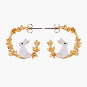 ENCHANTED ENCOUNTER Bunny on Golden Branch Stud Creoles