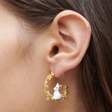 ENCHANTED ENCOUNTER Bunny on Golden Branch Stud Creoles