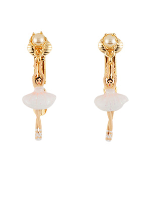 MINI PAS DE DEUX WITH MINI BALLERINA AND PEARL CLIP-ON EARRINGS
