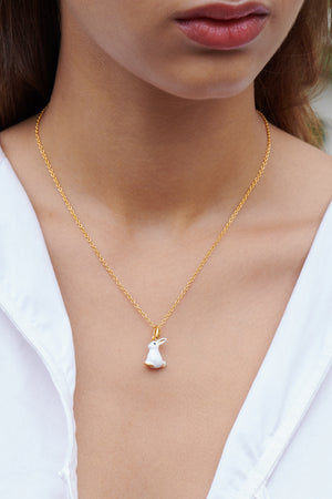 
            
                Load image into Gallery viewer, Enchanted Encounter Bunny and Mother-of-Pearl Pendant Necklace
            
        