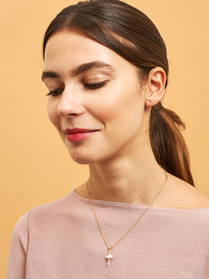 MINI PAS DE DEUX WITH WHITE MINI BALLERINA PENDANT SHORT NECKLACE