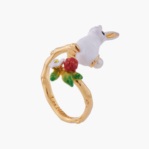 Enchanted Encounter Bunny and White Flower Adjustable Ring