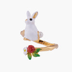 Enchanted Encounter Bunny and White Flower Adjustable Ring