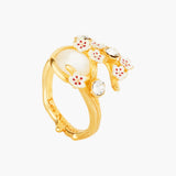 Japanese Cherry Blossom and Branches Adjustable Ring