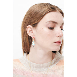 Alice's Dream Alice and the White Rabbit Asymmetrical Stud Earrings