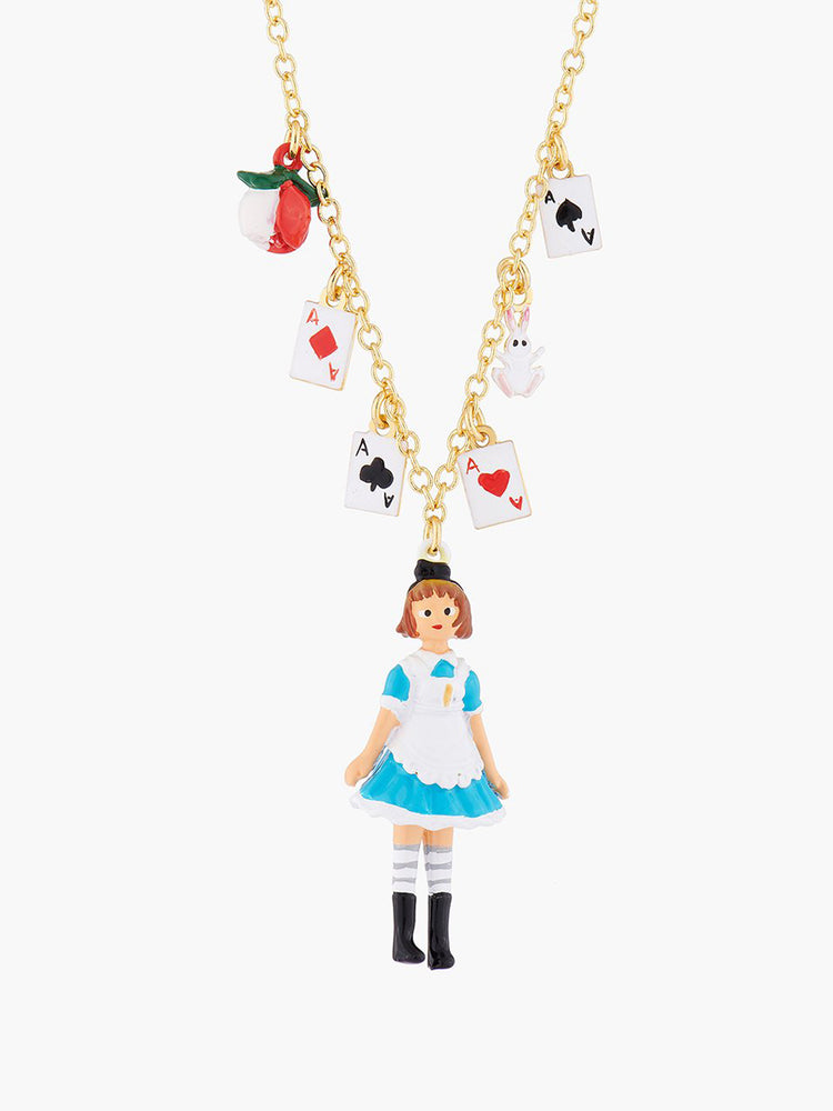 
            
                Load image into Gallery viewer, Alice&amp;#39;s Dream Alices and Deck of Cards Pendant Necklace
            
        
