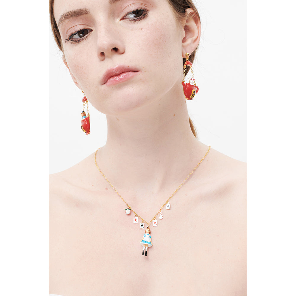 Alice's Dream Alices and Deck of Cards Pendant Necklace