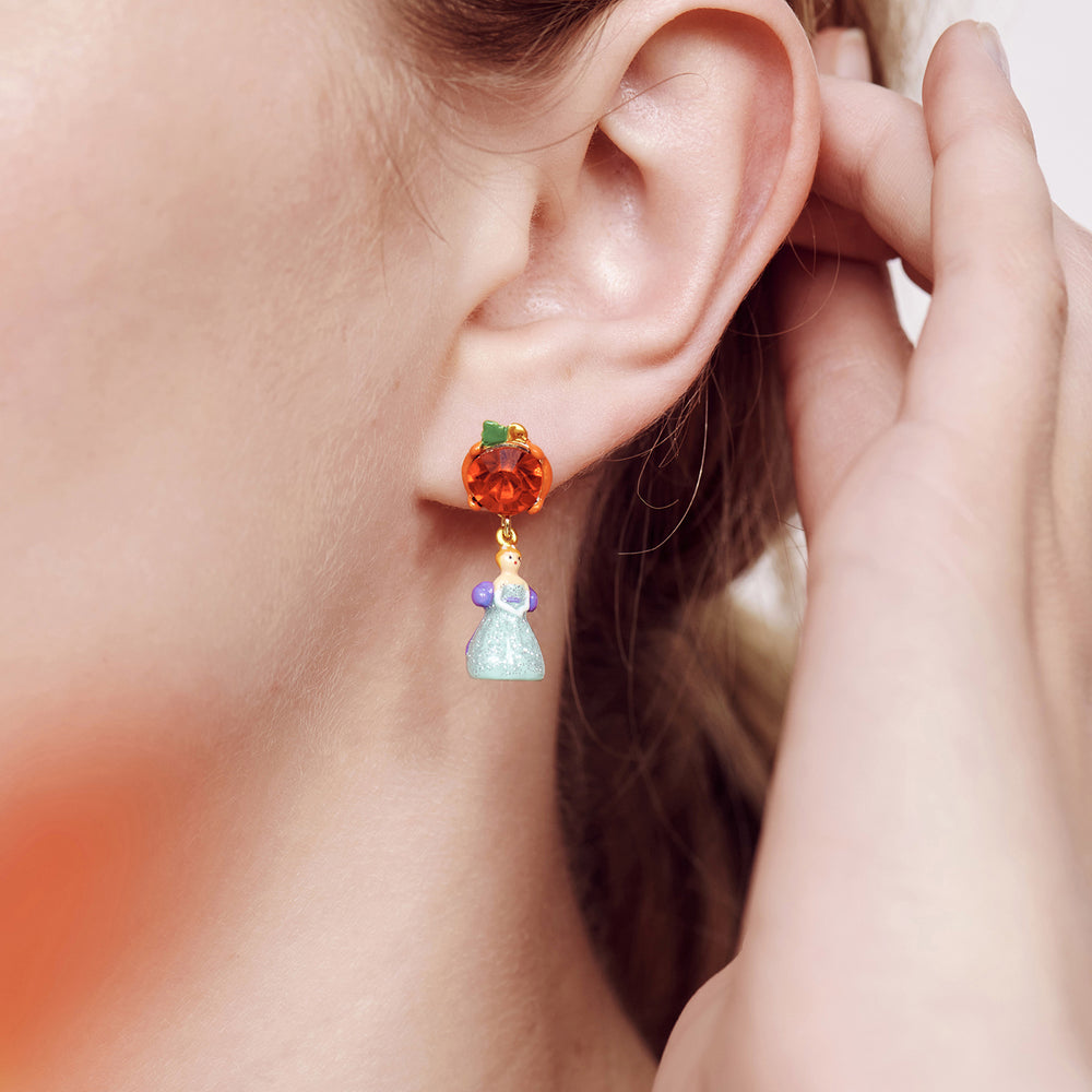 
            
                Load image into Gallery viewer, Midnight Permission Cinderella and Pumkpin post earrings
            
        