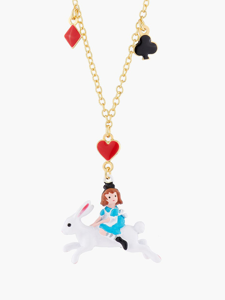 Alice's Dream Alice on the White Rabbit Pendant Necklace