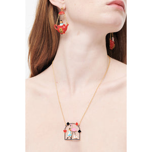 Alice's Dream Alice and Pink Flamingo Pendant Necklace