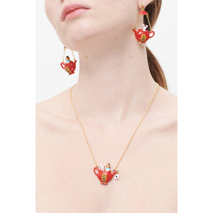 Alice's Dream Alice and White Rabbit in a Teapot Pendant Necklace