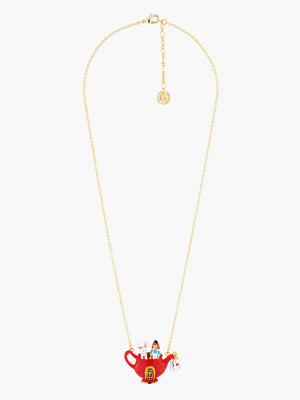 Alice's Dream Alice and White Rabbit in a Teapot Pendant Necklace