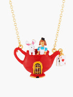 Alice's Dream Alice and White Rabbit in a Teapot Pendant Necklace